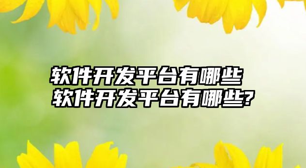 軟件開發平臺有哪些 軟件開發平臺有哪些?
