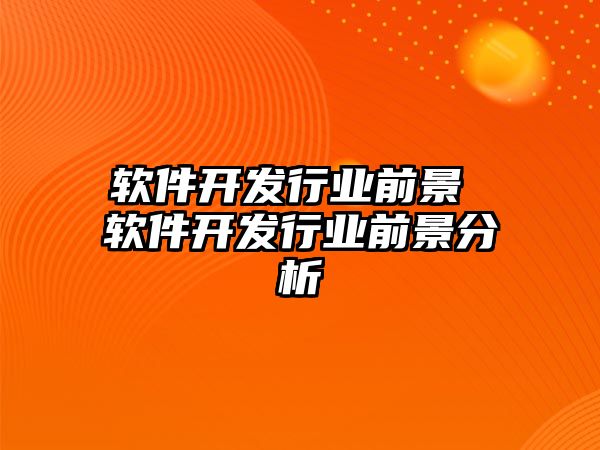 軟件開(kāi)發(fā)行業(yè)前景 軟件開(kāi)發(fā)行業(yè)前景分析