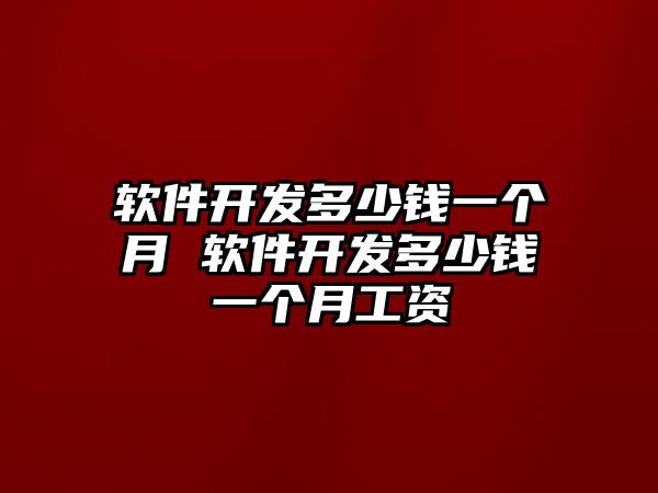 軟件開發多少錢一個月 軟件開發多少錢一個月工資