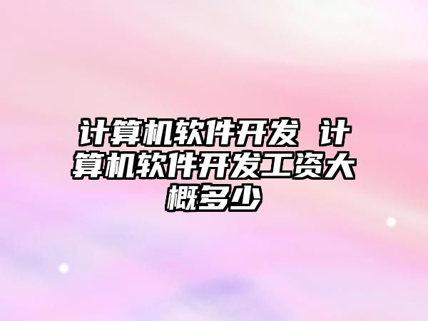 計算機軟件開發 計算機軟件開發工資大概多少