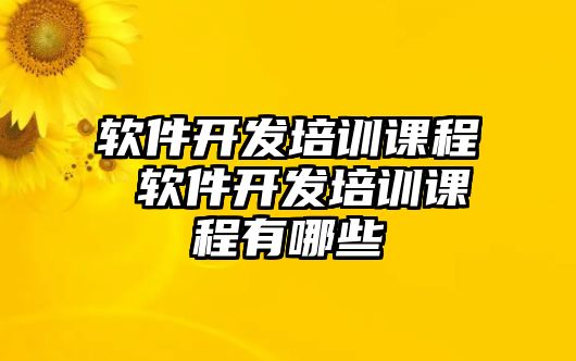 軟件開發(fā)培訓課程 軟件開發(fā)培訓課程有哪些