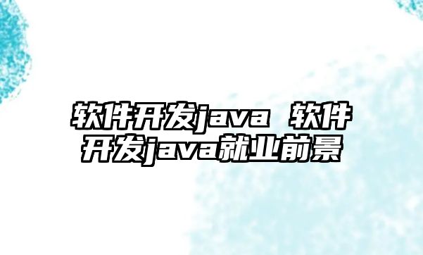 軟件開發java 軟件開發java就業前景
