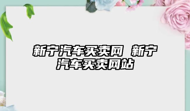 新寧汽車買賣網 新寧汽車買賣網站