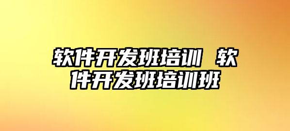 軟件開發班培訓 軟件開發班培訓班