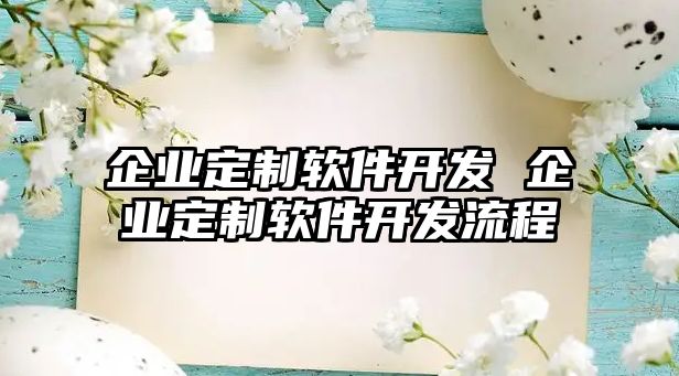 企業(yè)定制軟件開發(fā) 企業(yè)定制軟件開發(fā)流程