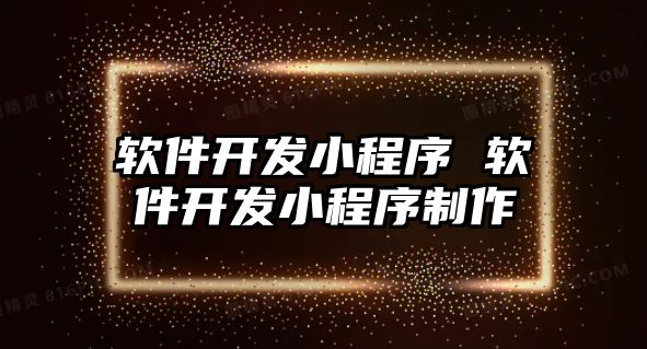 軟件開(kāi)發(fā)小程序 軟件開(kāi)發(fā)小程序制作