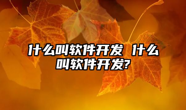 什么叫軟件開發(fā) 什么叫軟件開發(fā)?