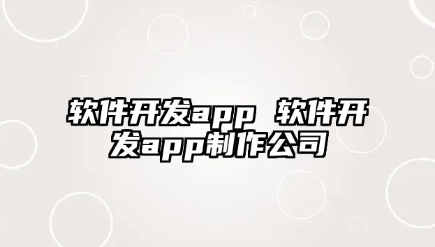 軟件開發app 軟件開發app制作公司