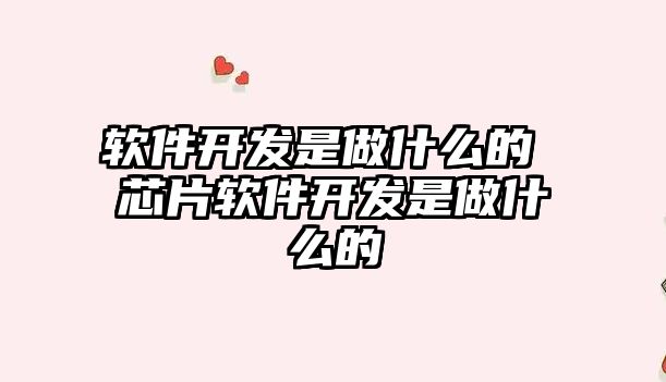 軟件開發是做什么的 芯片軟件開發是做什么的