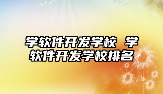學軟件開發(fā)學校 學軟件開發(fā)學校排名