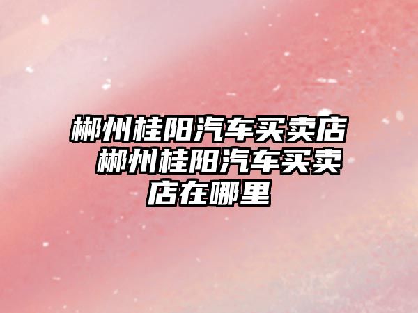郴州桂陽汽車買賣店 郴州桂陽汽車買賣店在哪里