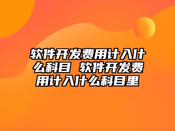 軟件開發費用計入什么科目 軟件開發費用計入什么科目里