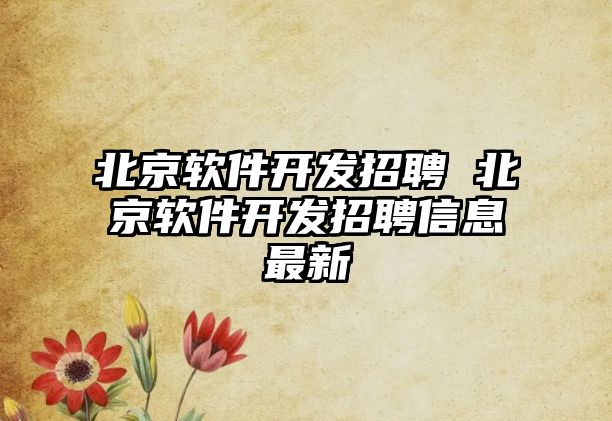 北京軟件開發招聘 北京軟件開發招聘信息最新