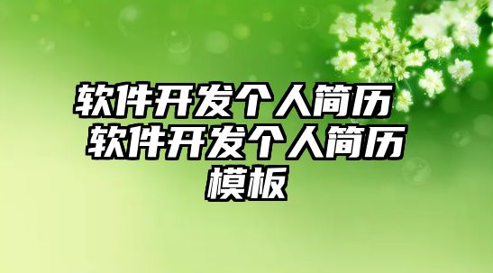軟件開發個人簡歷 軟件開發個人簡歷模板
