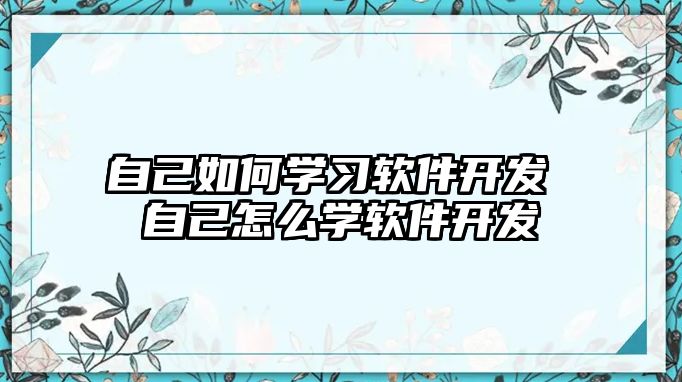 自己如何學習軟件開發 自己怎么學軟件開發