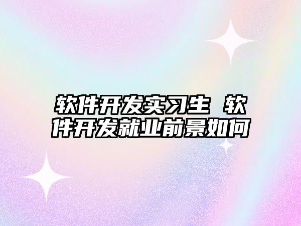 軟件開發實習生 軟件開發就業前景如何