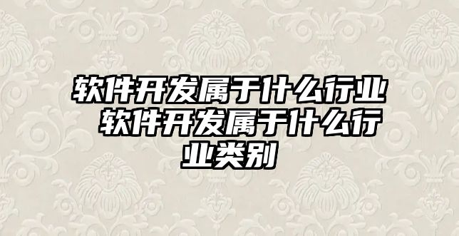 軟件開發屬于什么行業 軟件開發屬于什么行業類別