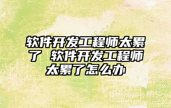 軟件開發工程師太累了 軟件開發工程師太累了怎么辦
