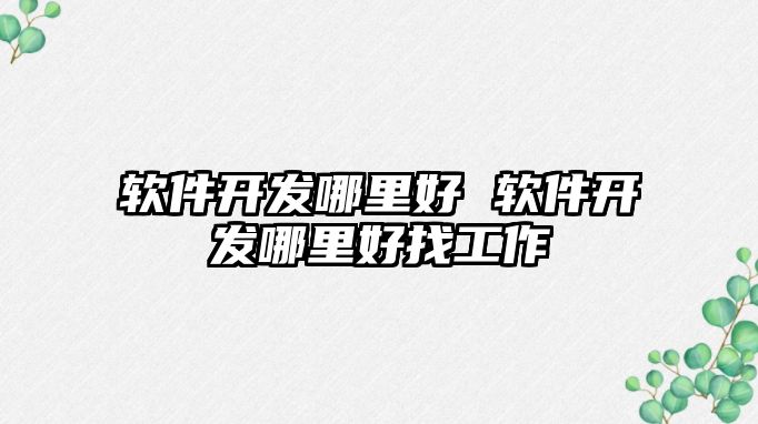 軟件開發(fā)哪里好 軟件開發(fā)哪里好找工作