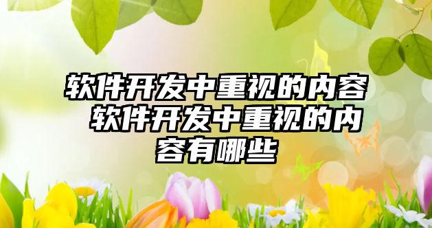 軟件開發中重視的內容 軟件開發中重視的內容有哪些