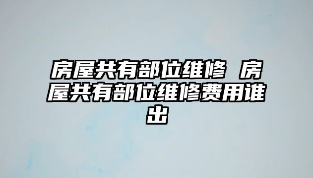 房屋共有部位維修 房屋共有部位維修費(fèi)用誰(shuí)出