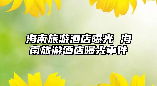 海南旅游酒店曝光 海南旅游酒店曝光事件
