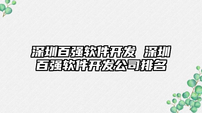 深圳百強軟件開發 深圳百強軟件開發公司排名