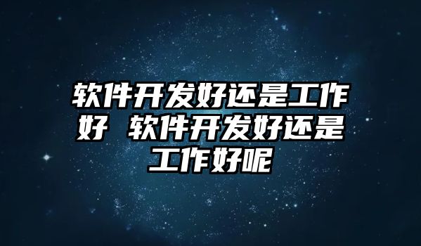 軟件開發(fā)好還是工作好 軟件開發(fā)好還是工作好呢