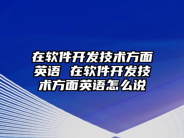 在軟件開發技術方面英語 在軟件開發技術方面英語怎么說