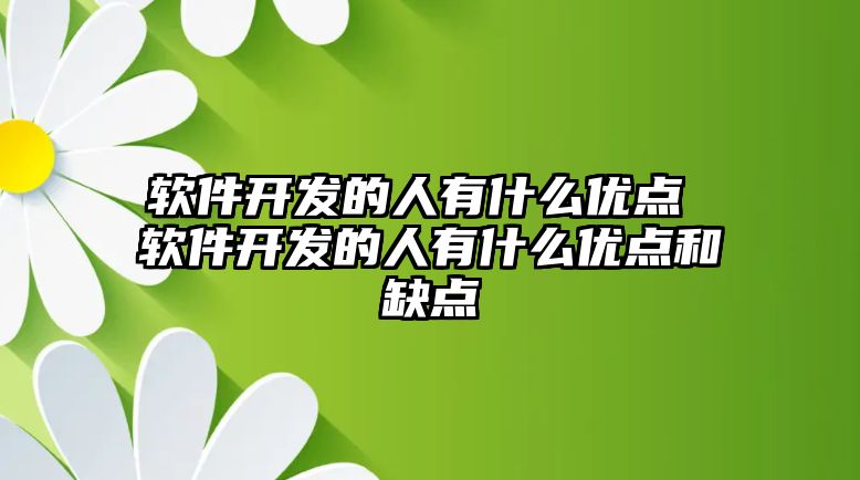 軟件開發的人有什么優點 軟件開發的人有什么優點和缺點