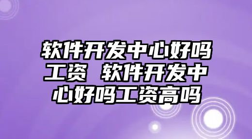 軟件開發中心好嗎工資 軟件開發中心好嗎工資高嗎
