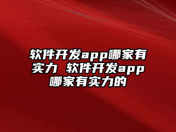 軟件開發app哪家有實力 軟件開發app哪家有實力的