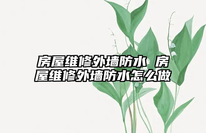 房屋維修外墻防水 房屋維修外墻防水怎么做