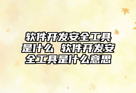 軟件開發(fā)安全工具是什么 軟件開發(fā)安全工具是什么意思