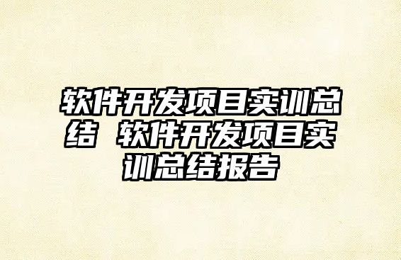 軟件開發項目實訓總結 軟件開發項目實訓總結報告