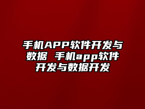 手機APP軟件開發與數據 手機app軟件開發與數據開發
