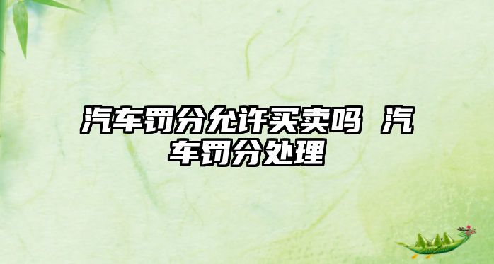 汽車罰分允許買賣嗎 汽車罰分處理