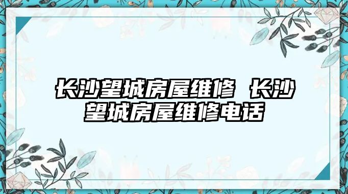 長沙望城房屋維修 長沙望城房屋維修電話