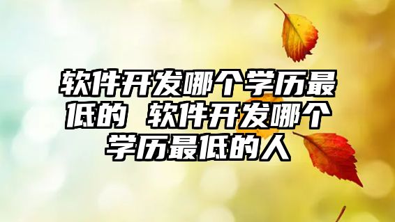 軟件開發(fā)哪個學(xué)歷最低的 軟件開發(fā)哪個學(xué)歷最低的人