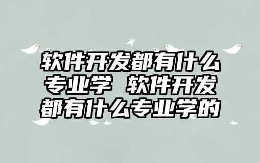 軟件開發都有什么專業學 軟件開發都有什么專業學的