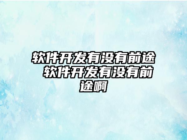 軟件開發有沒有前途 軟件開發有沒有前途啊