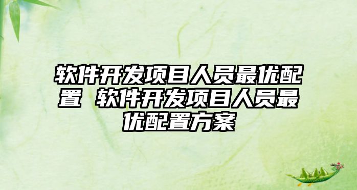 軟件開發項目人員最優配置 軟件開發項目人員最優配置方案